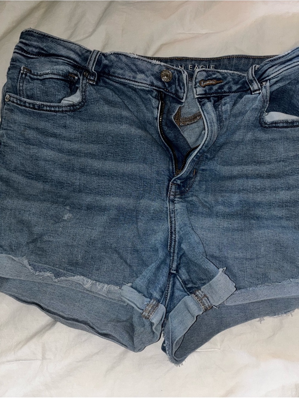 American Eagle Outfitters Light Blue Denim Rolled-Hem Shorts